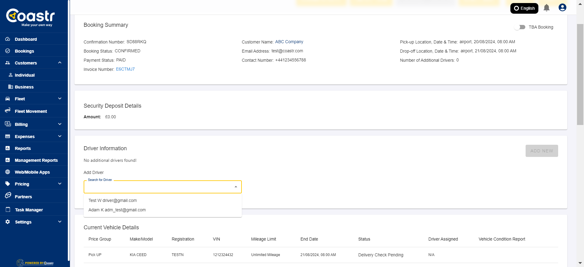 How to add an new driver to a business customer?