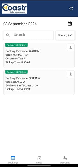 bookings-page-coastr-for-partners-app