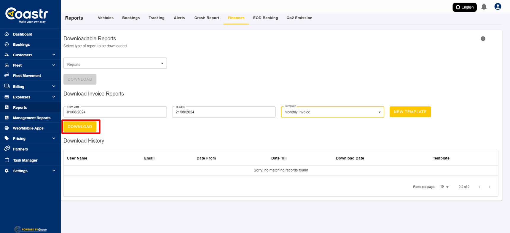 How to create a custom CSV template for invoices?