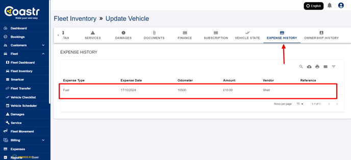 click-expense-history-tab-to-view-expense-added