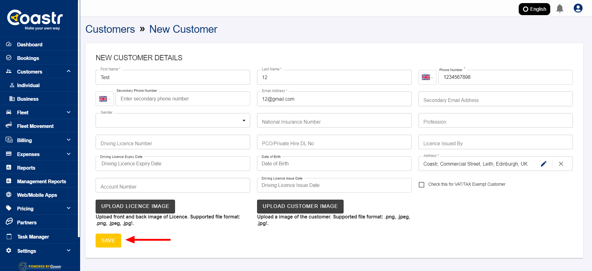 How to add a new customer
