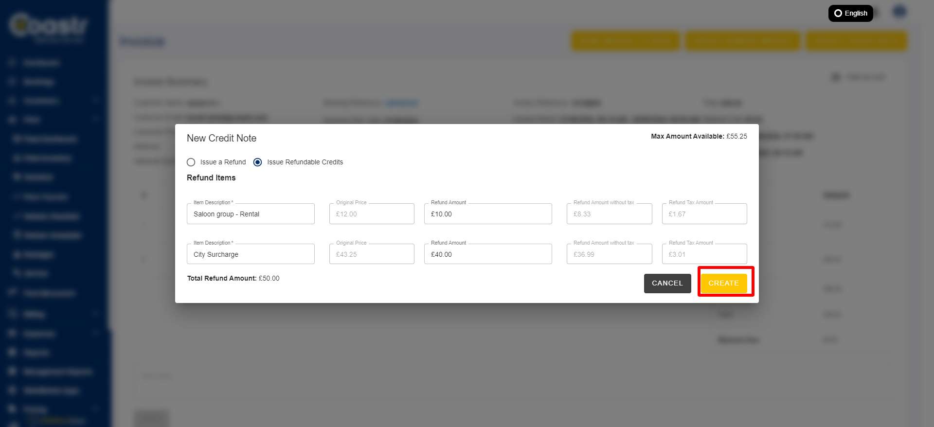 How to raise a credit note