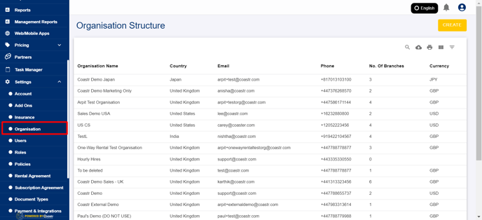 select-organisation-under-settings-coastr